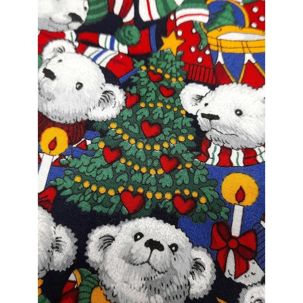 Octagonal Christmas Tree Skirt Red Teddy Bears Chorus Lace Trim Circle Handmade